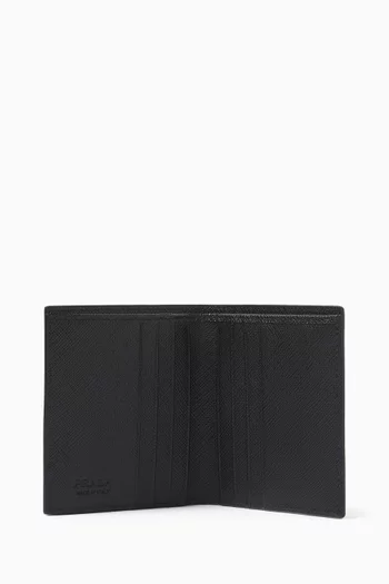 Metal Logo Wallet in Saffiano Leather
