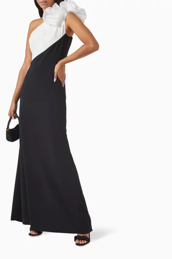 Korra One-shoulder Gown in Taffeta & Crepe