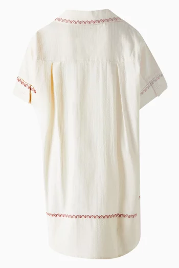 Embroidered Katya Shirt Dress in Cotton