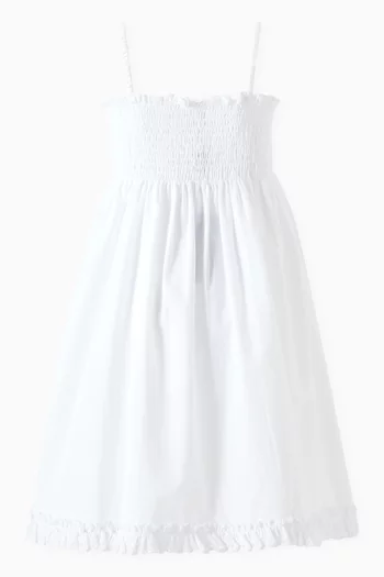 Smock Dress in Cotton Poplin & Lace