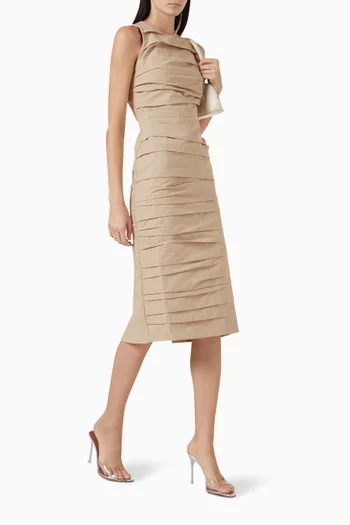 Birkin Pleated Midi Dress in Viscose Blend