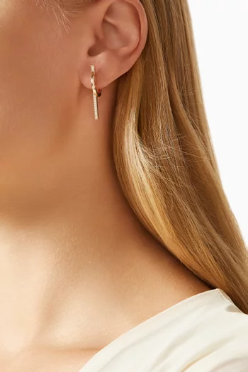 Large Diamond Bar Single Huggie Earring in 14k Yellow Gold