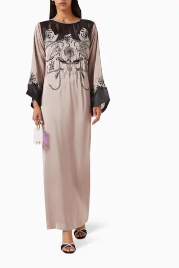 Bead-embellished Kaftan in Crepe