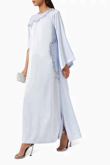 Floral Bead-embellished Kaftan in Crepe