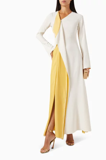 Ruffled Draped Maxi Dress in Crepe