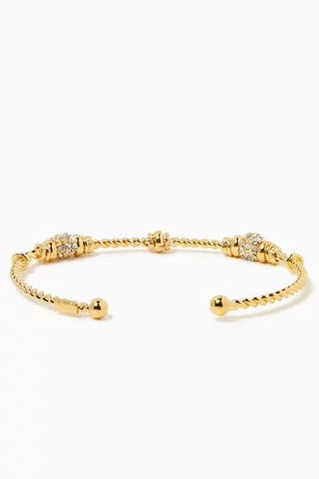 Crystal Cuff Bracelet in 24kt Gold-plated Metal