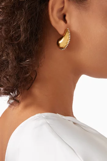 Rosewood Pavé Earrings in Gold-plated Brass