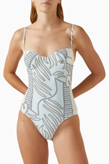 Floral Underwired One-piece Swimsuit in Nylon
