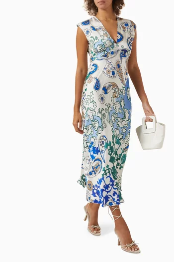 Printed Midi Dress in Viscose