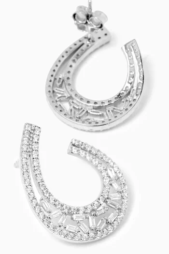 Baguette Stone Earrings in Sterling Silver