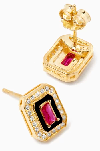 Mini Ruby Earrings in Gold-plated Sterling Silver