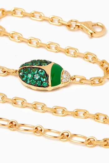 Scarab Diamond & Emerald Bracelet in 18kt Yellow Gold