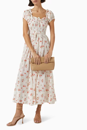 Stanza Floral-print Midi Dress in Organic Cotton Blend