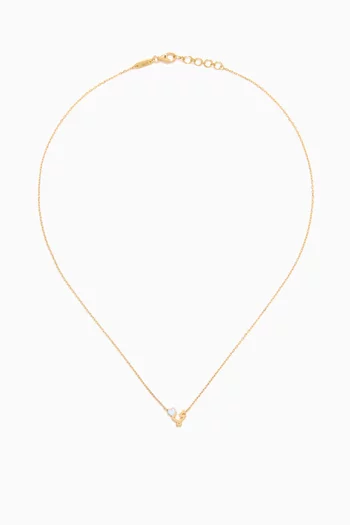 Arabic Letter 'Yaa'' Heart Charm Necklace in 18kt Yellow Gold