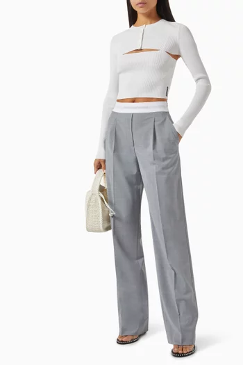 High-waisted Logo Pants in Wool Blend
