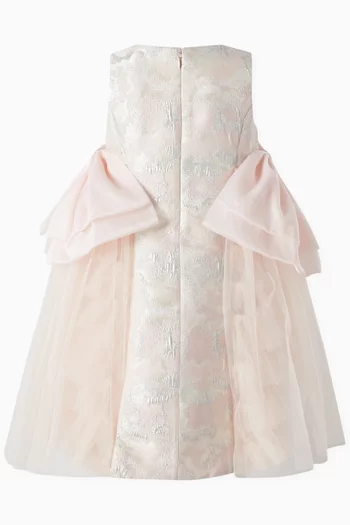 Estelle Bow-embellished Dress in Jacquard & Tulle