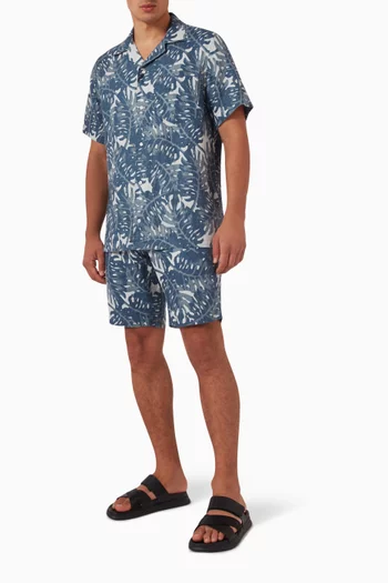 Harlem Tropical Print Shorts in Linen
