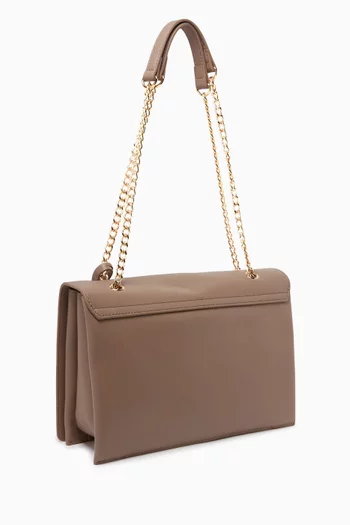 Love Embossed Shoulder Bag in Leather