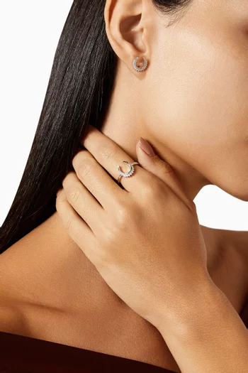 Horseshoe Diamond Stud Earrings in 18kt White Gold