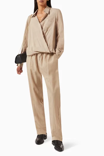 Tapered Drawstring Pants in Lyocell-blend