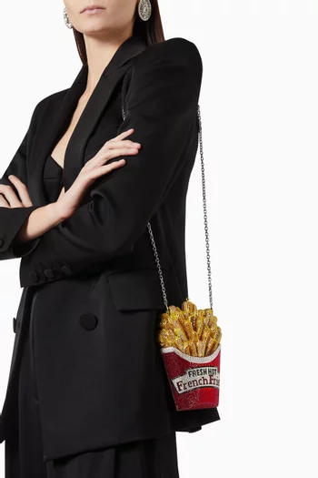 French Fries Fresh & Hot Clutch Bag in Brass