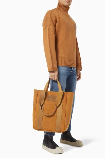 Workwear Cabas Tote Bag in Cotton & Leather