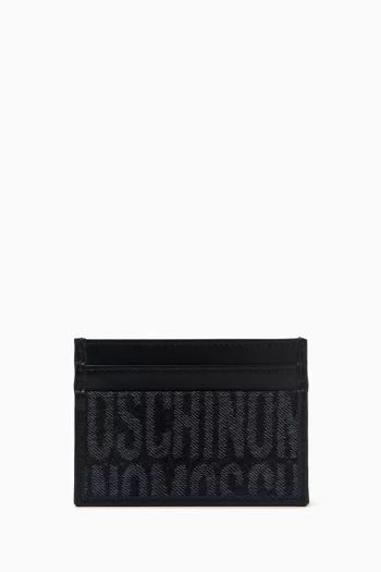 Logo Card Holder in Jacquard Denim