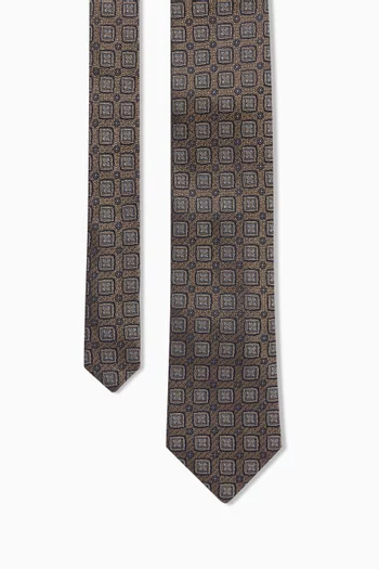 Geometric Tie in Silk Jacquard