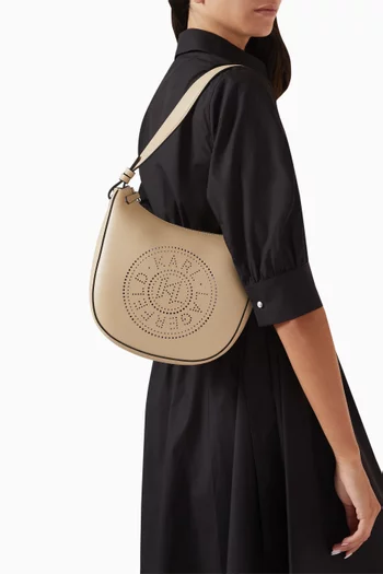 K/circle Perforated Moon Shoulder Bag in Leather