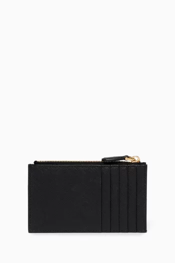 Logo Card Holder in Saffiano Leather