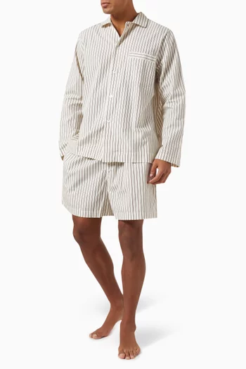 Striped Pyjama Drawstring Shorts in Organic-cotton