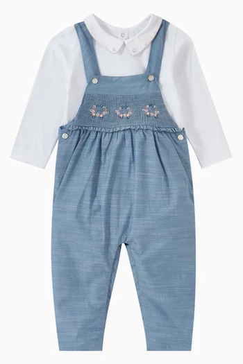 Embroidered Dungarees in Cotton