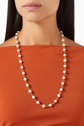 Orion Pearl Necklace in Gold-plated Brass