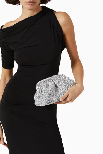 Shimmering Clutch Bag in Crochet Raffia