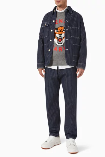 Lucky Tiger Embroidered Sweatshirt in Wool Blend