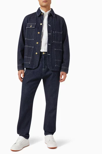 Striped Workwear Jacket in Denim