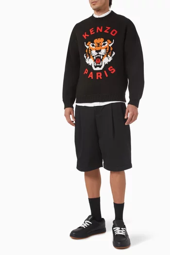 Lucky Tiger Embroidered Sweater in Wool Blend