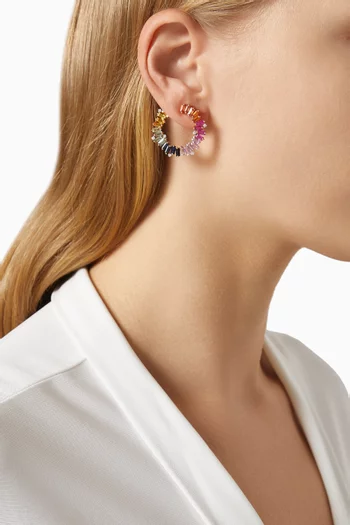 Noor Diamond & Sapphire Baguette Earrings in 18kt Rose Gold