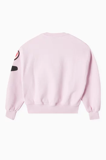 Logo-print Crew Neck Sweatshirt in Cotton Fleece