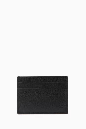 Reversed Logo Cash Card Holder in Grained Leather