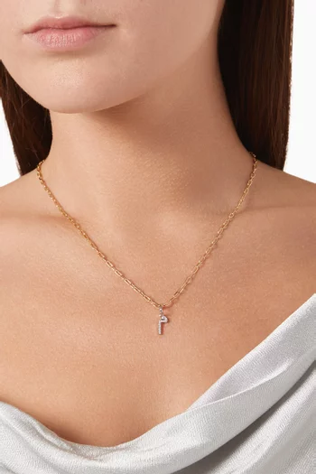 Arabic Single Initial 'M' Diamond Charm in 18kt White Gold
