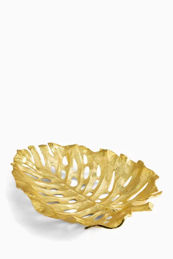 طبق لمنتصف الطاولة بأوراق مونستريا مطلي بالمينا