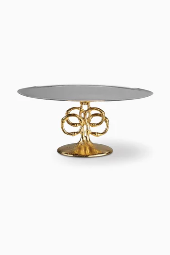 Gold Cake Plate With Bamboo Base