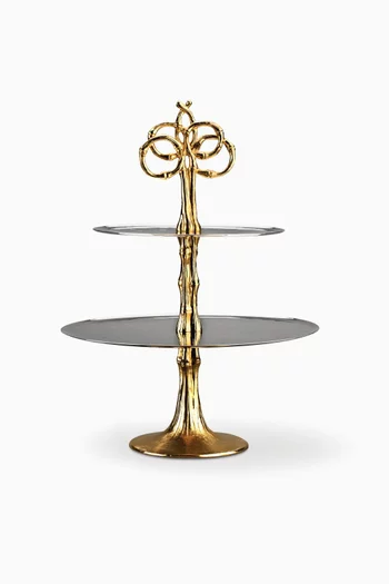 Gold Bambou Two-Tier Platter