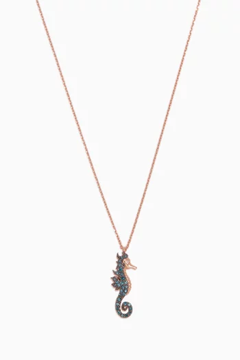 Rose-Gold & Blue-Diamond Seahorse Necklace