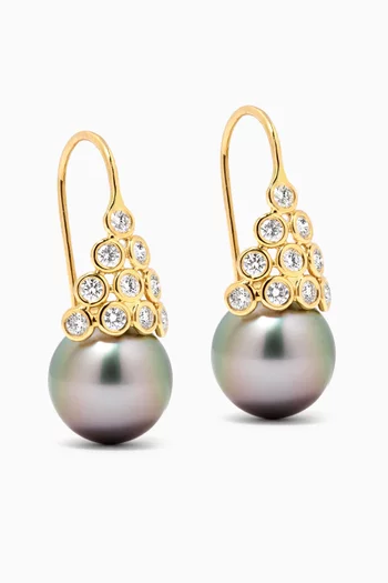 Zoja Mirandole Pearl Diamond Earrings in 18kt Yellow Gold