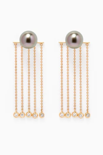 Zoja Pearl Earrings with Diamond Drops in 18kt  Gold