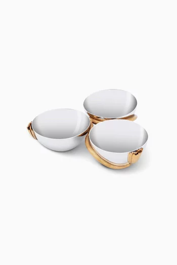 Gold Plated Deco Leaves Condiment Server