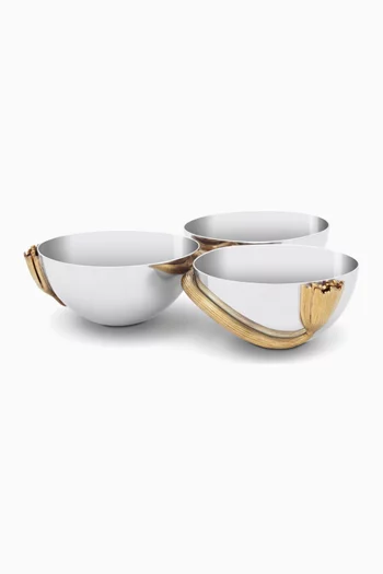 Gold Plated Deco Leaves Condiment Server