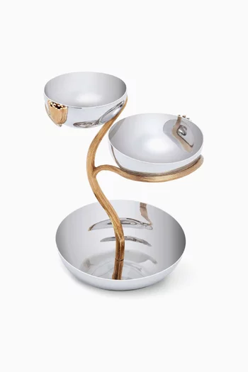 حامل تقديم من ثلاثة طبقات بتصميم أوراق ديكو